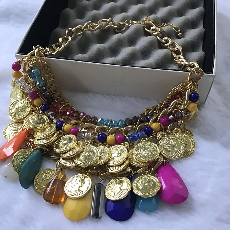 

Freeshippings items/2025 Kpop vintage fashion big charm coin statement matching necklaces for women and men/ collier femme