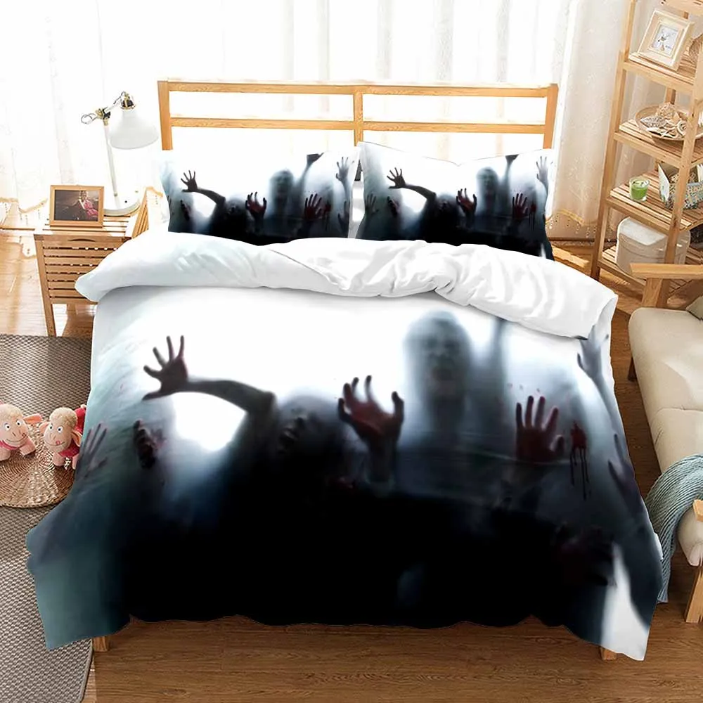 

Horror Zombie Bedding Set Halloween Moive Character Duvet Cover Christmas Ghost Shadow Hand Bed Set Queen Size Home Decor