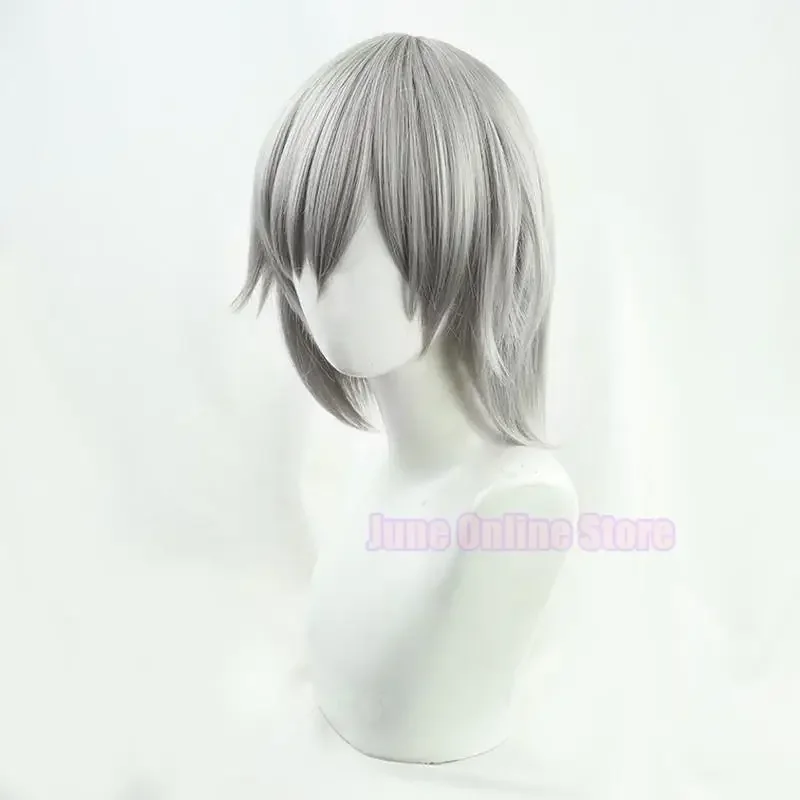 Hinomori Wig Cosplay wanita, kostum rambut palsu abu-abu poni pendek proyek Peluca Anime panggung warna-warni Leo/need XC