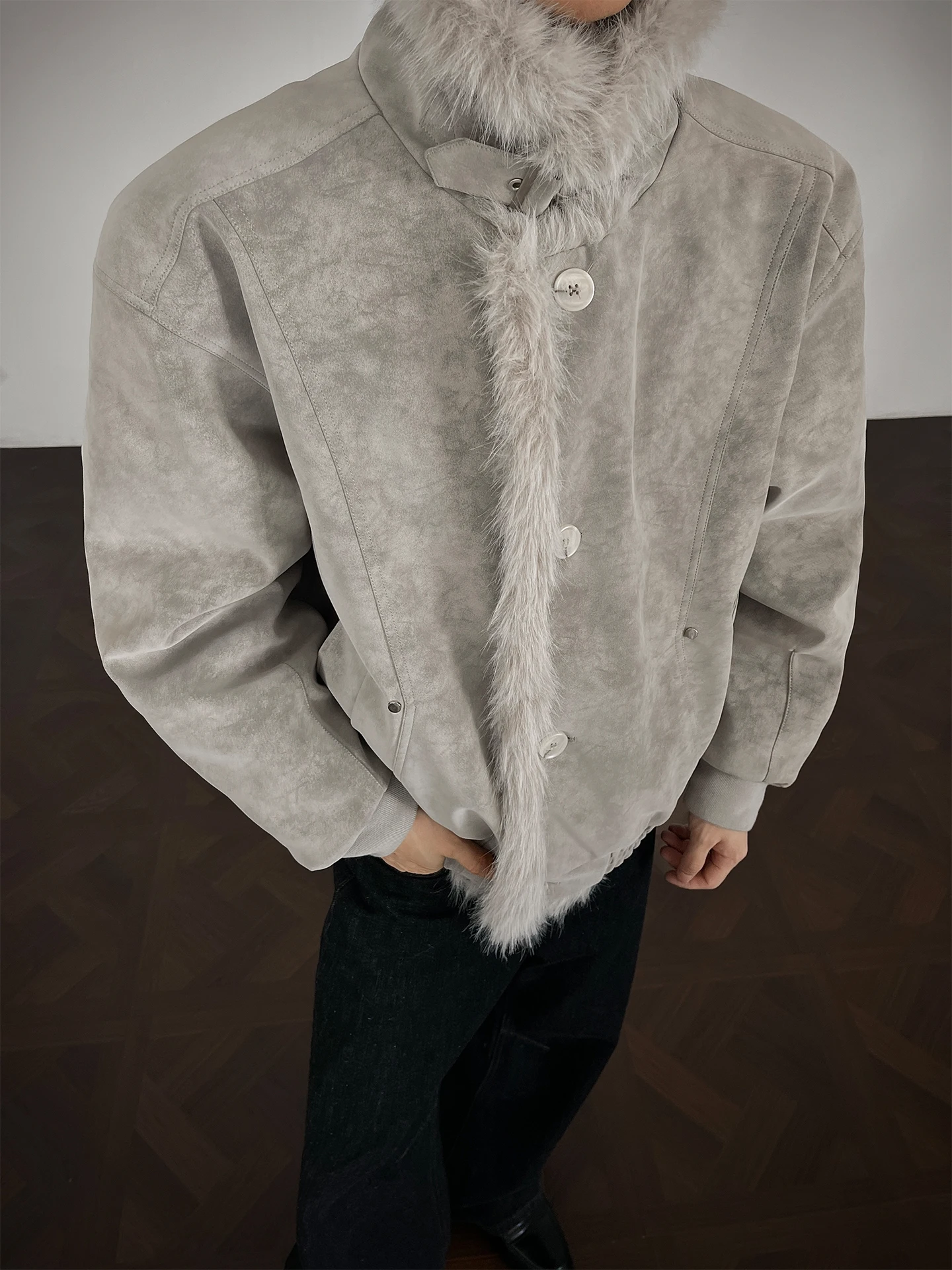 

Зимняя куртка Thiened для мужчин, утепленная хлопком, теплая, ветрозащитная, с капюшоном, на молнии, из искусственной кожи, удлиненная, стандартного кроя