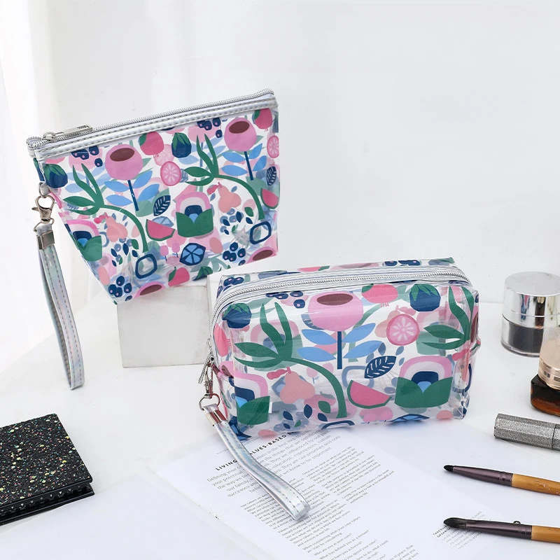 PVC Women Portable Makeup Bag Travel Transparent Toiletries Organizer Waterproof Cosmetic Bag Female Wash Make Up Storage Bag