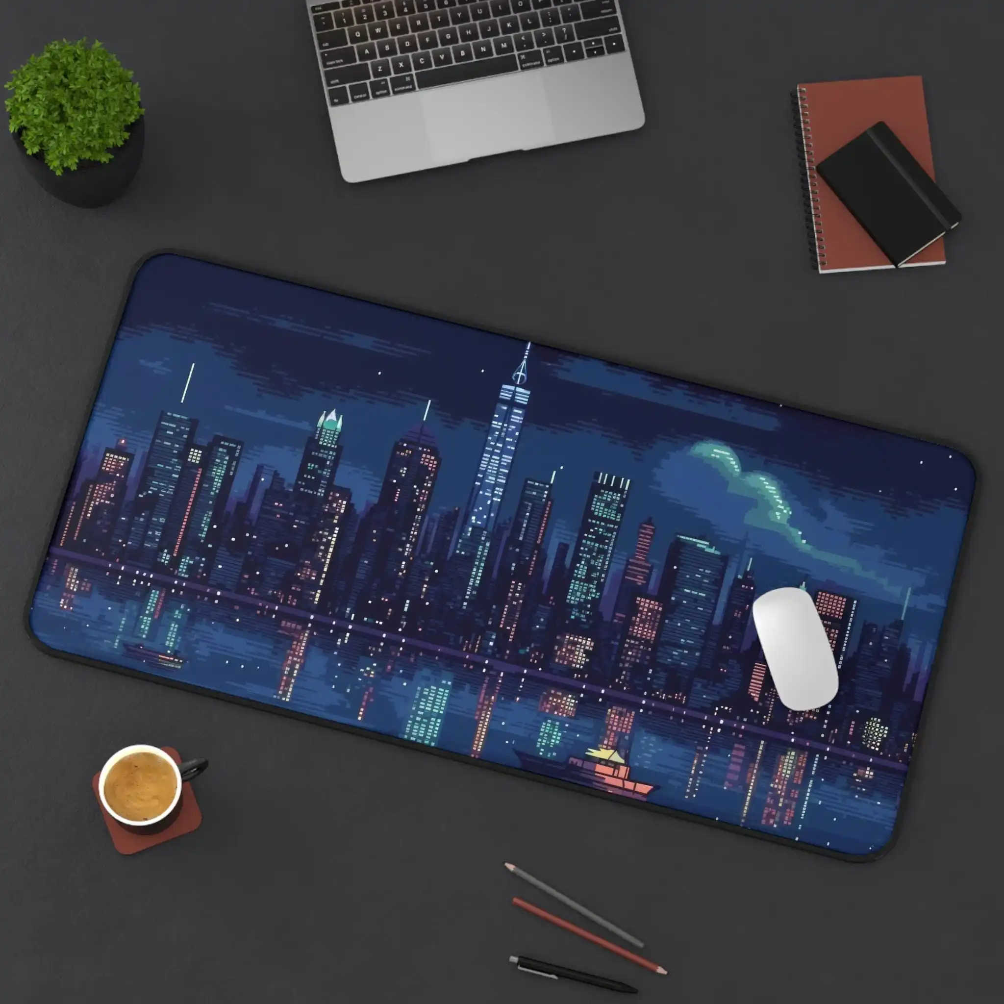 

City Night View Deskmat, City Landscape Mouse Pads, Gamer Desktop Accessory, Home Office Decoration, Gift for Him/her, Desk Mat