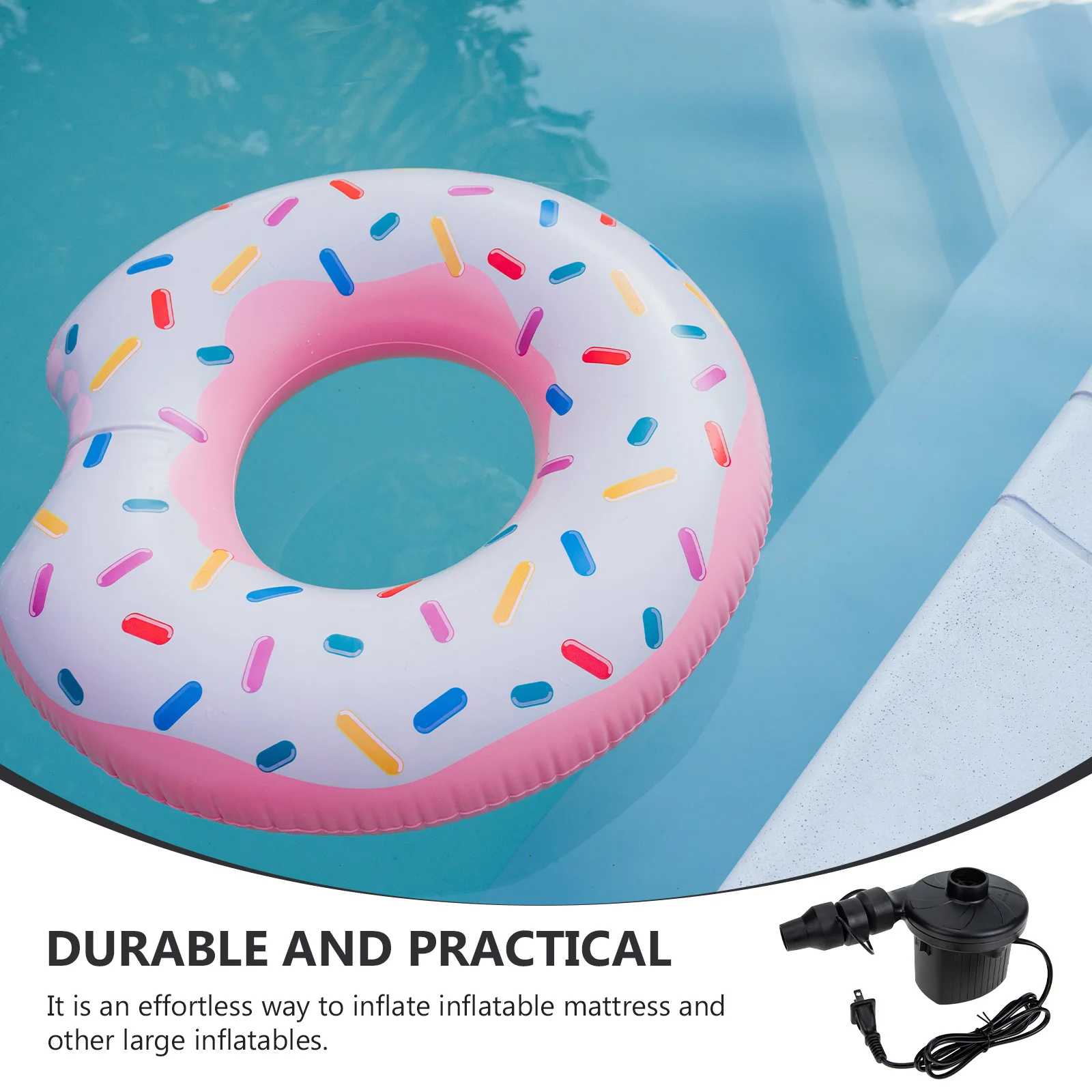 Elektryczna pompka powietrza, lekka, przenośna, dwufunkcyjna, do materacy, basenów, pontonów, kompresor, wtyczka US.