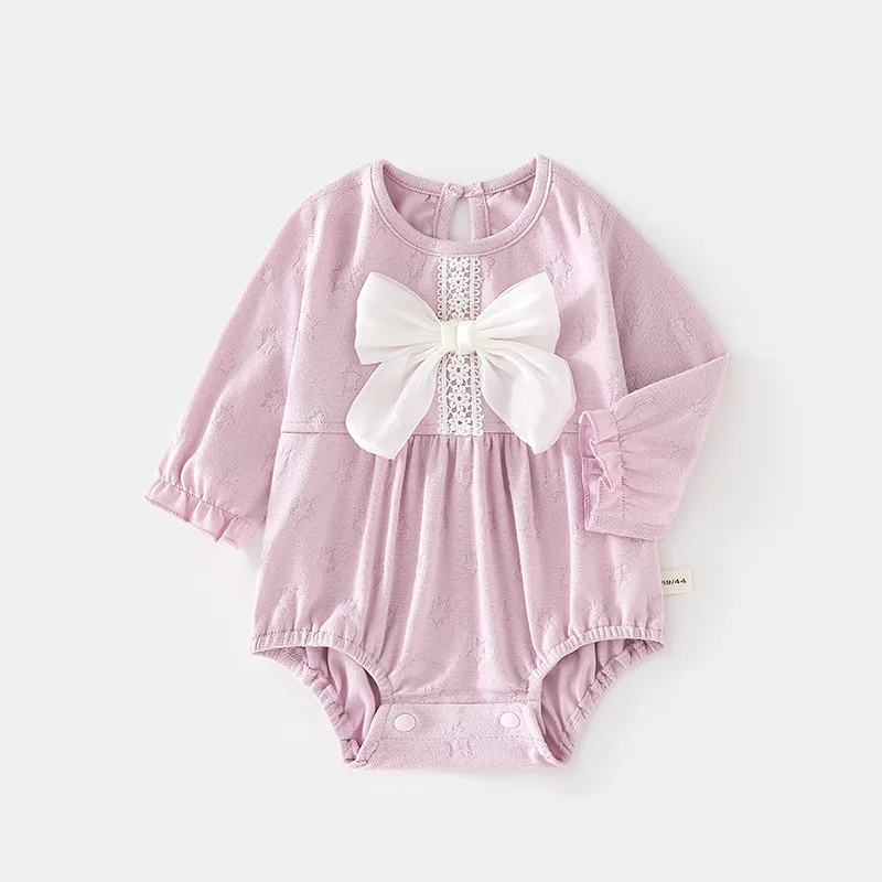 

Somenie детское боди с длинными рукавами для четырех сезонов для девочек, цельный наряд с милым бантом и круглым вырезом, детские прогулки, тенденции одежды