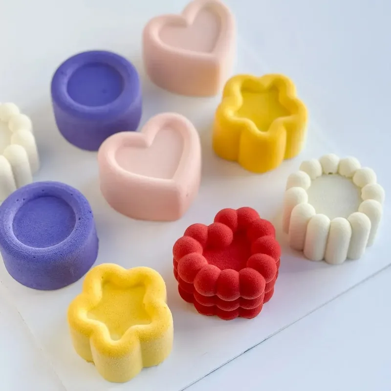 

3D Mini Bento Cake Silicone Mold Flower Round Shapes for Baking French Desserts Chocolate Cakes Puddings Pies Baking Accessories
