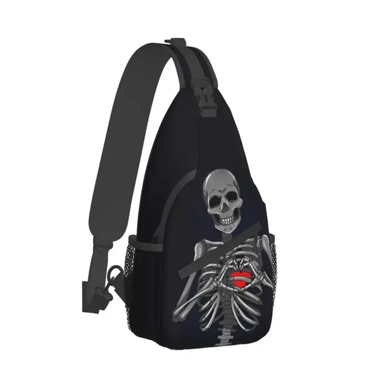 Customized Gothic Skeleton Death Skull Sling Bags for Men Fashion Shoulder Chest Crossbody Backpack Travel Hiking Daypack