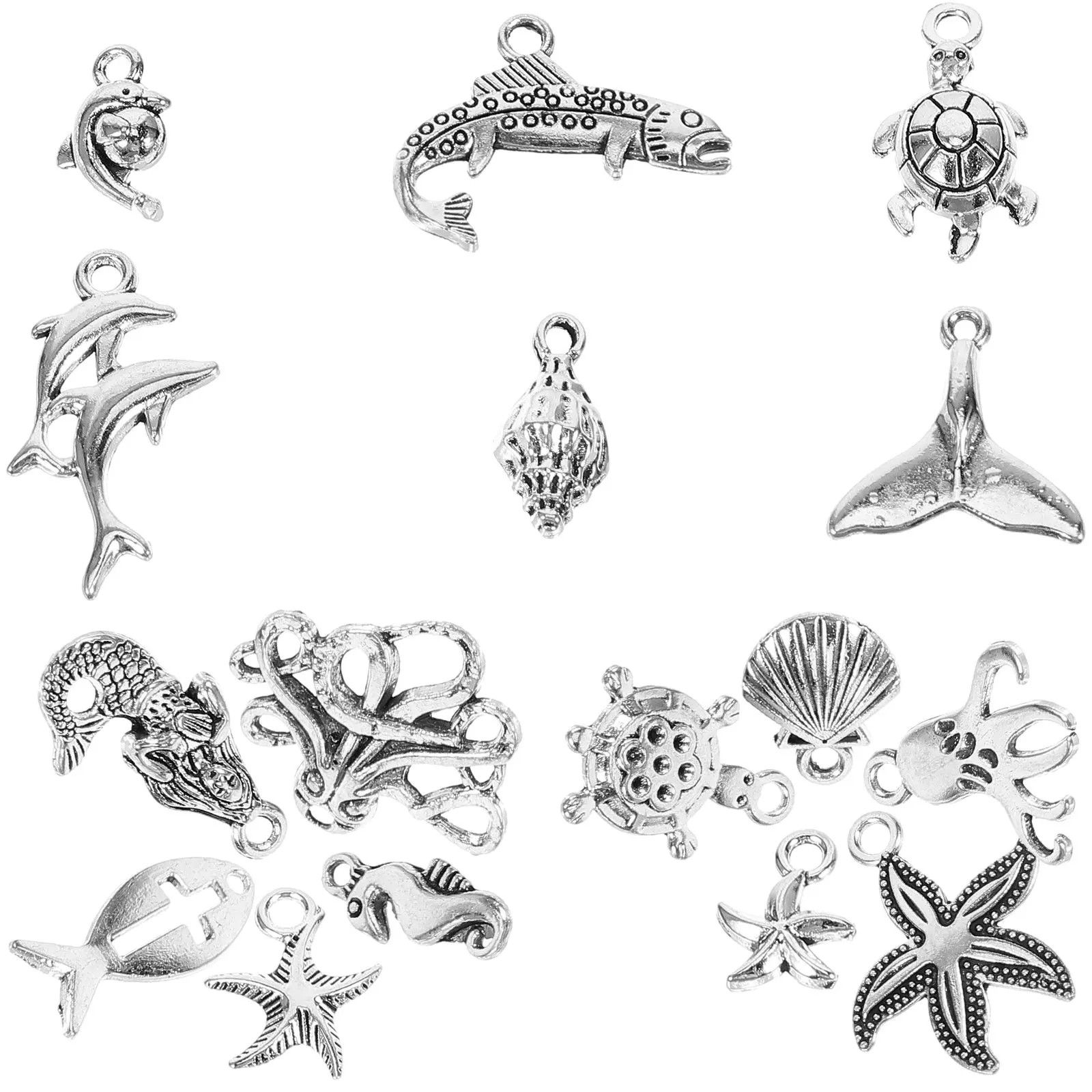 

15Pcs Ocean Theme Jewelry Charms for DIY Necklace Earring Keychain Making Bright Colorful Lightweight Alloy Pendants Jewelry