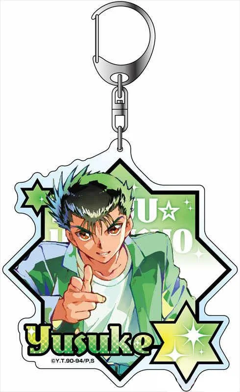 Charm Anime Fans Gifts Yu Yu Hakusho Acrylic Keychain HD Characte Hiei Kurama Yuusuke Urameshi Ornaments Collection About 6cm