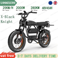 Lankeleisi X-Black Knight E-Bike: 2000W Motor, 280km Range, 48V 45Ah Battery, Hydraulic Brake, 20x4.0 Fat Tire