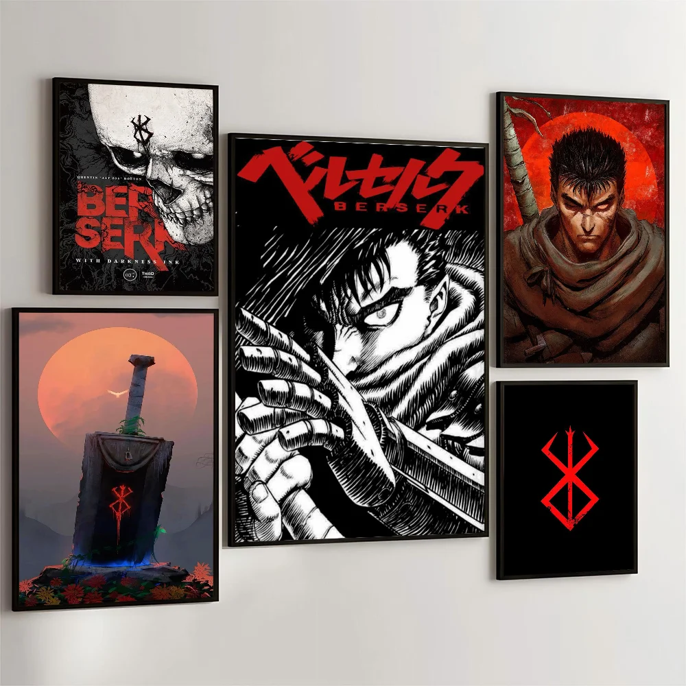 1pc Anime Berserker Poster Film klebrige Poster Retro Kraft papier Aufkleber DIY Zimmer Bar Cafe ästhetische Kunst Wandmalerei