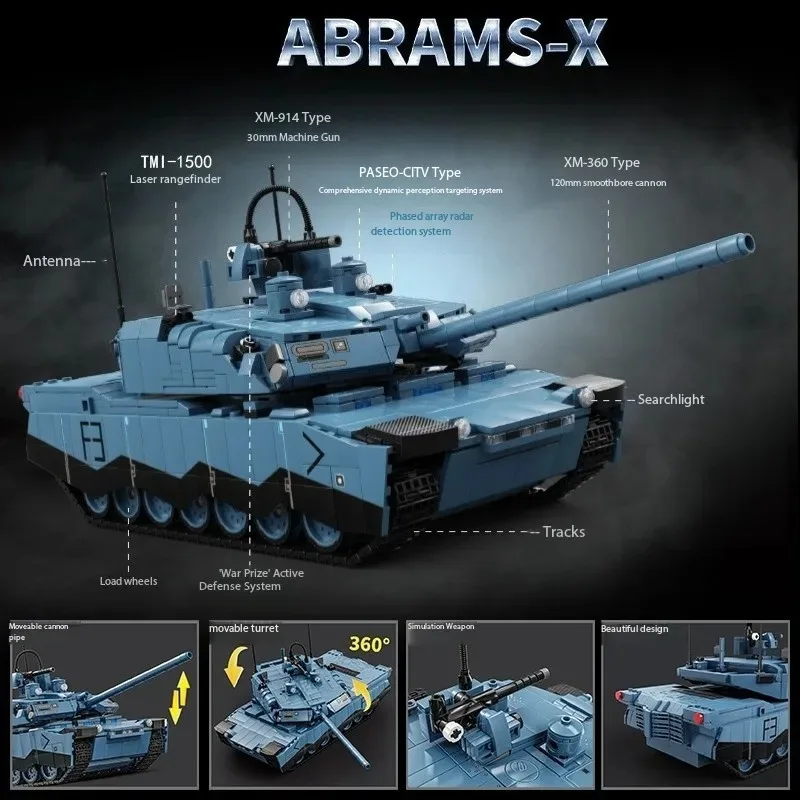

Конструктор-модель военного танка АБРЭМС X 4-го поколения, американский, для самостоятельной сборки, детская игрушка, подарок на Рождество
