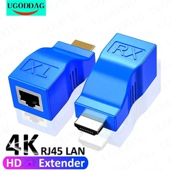 Extensor compatible con HDMI 4K HD a RJ45 LAN extensión de red TX RX Cat5e CAT6 Cable Ethernet 30m para PS3 HDTV HDPC DVD STB