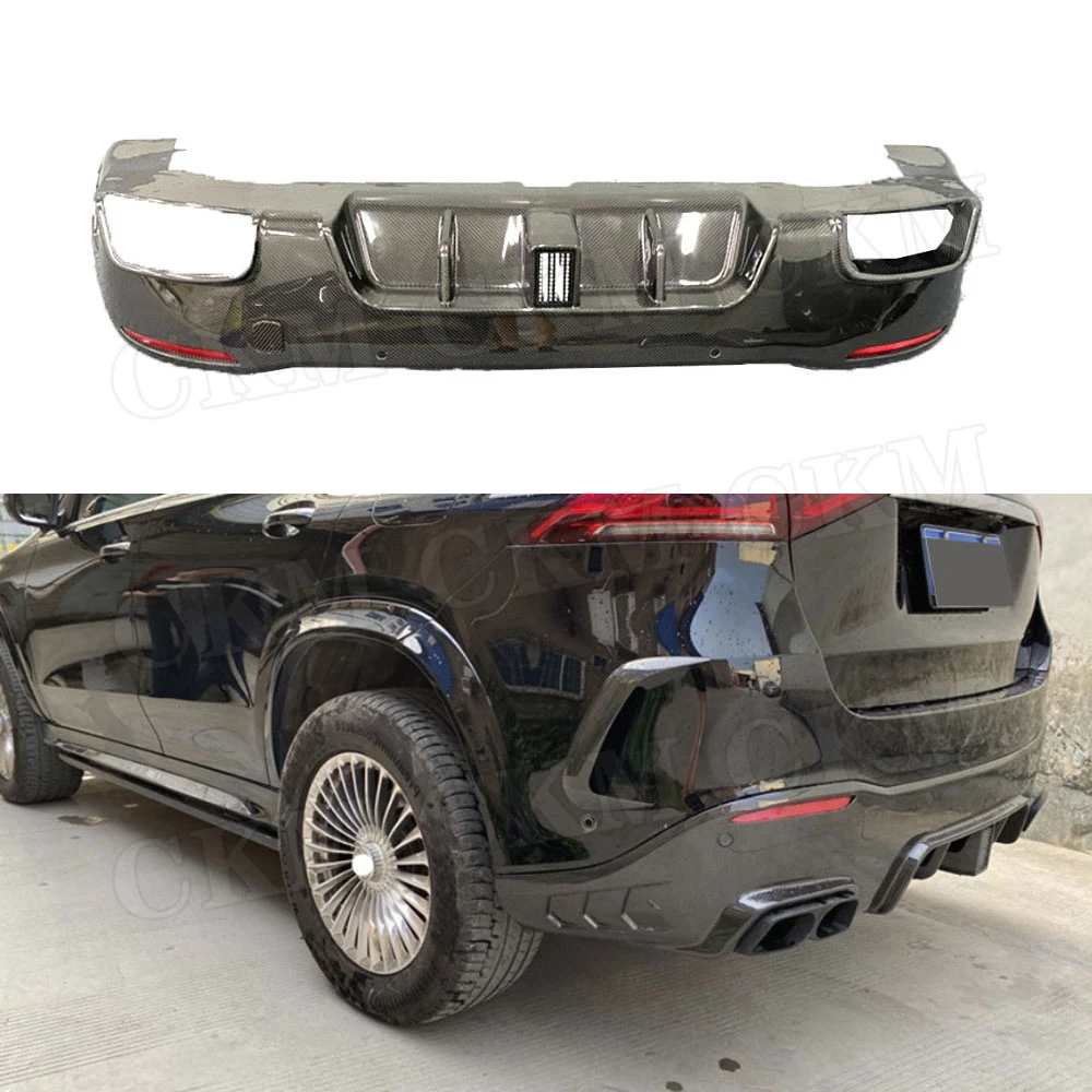 

Dry Carbon Fiber Material Rear Bumper Diffuser with Exhaust For Mercedes Benz GLE Class W167 GLE53 AMG SUV 2020 Car Decoration