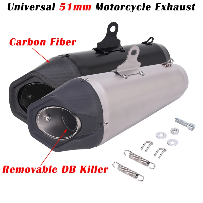 

Universal 51mm Motorcycle Exhaust Escape Modified Muffler Carbon Fiber DB Killer For GSX-S750 DUKE390 MT09 CB650F ZT125 800MT