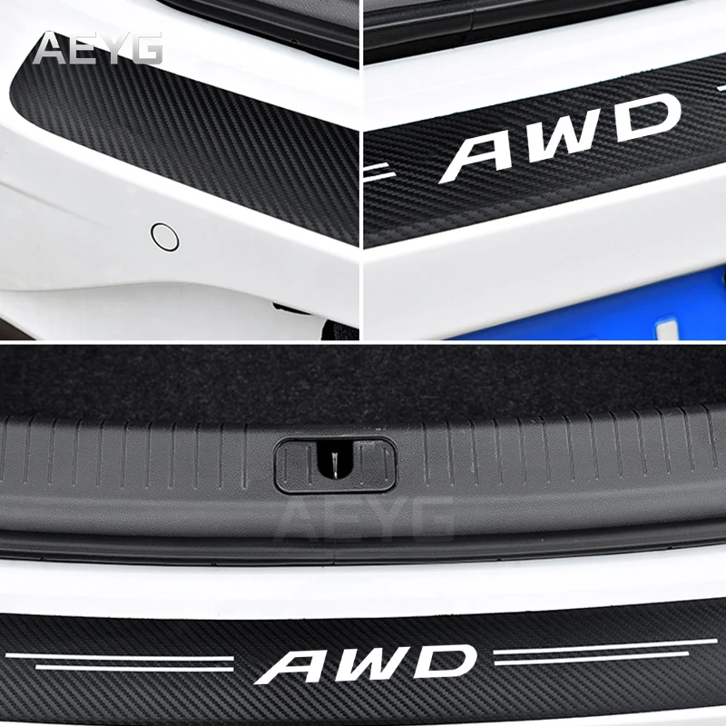 Carbon Fiber Car Rear Trunk Bumper Guard Stickers For Volvo AWD C30 S60 S90 V40 V60 V90 XC40 XC60 XC90 Waterproof Protect Films