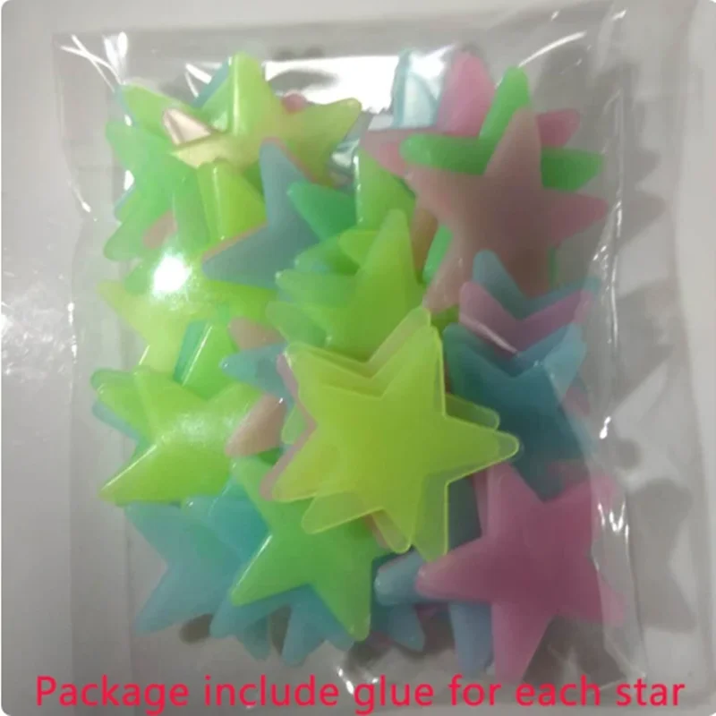 100Pcs Luminous Colorful Star Wall Stickers Glow In The Dark 3D Stars For Kids Baby Rooms Toys For Kids Room Ceiling Switch