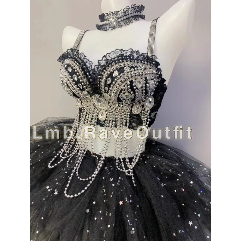 Ensemble Tutu de Trampoline en dentelle galvanisée personnalisée, Sexy, luxe, syllabe électrique, robe de spectacle de Concert