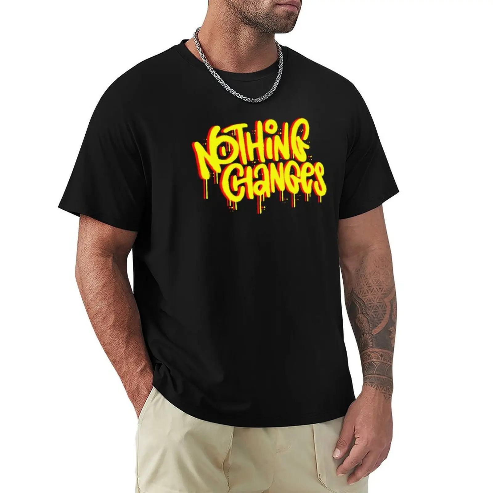 Yellow Effect Texted nothing changes: Elevate Your Wardrobe T-Shirt cotton t shirt pack T-Shirt