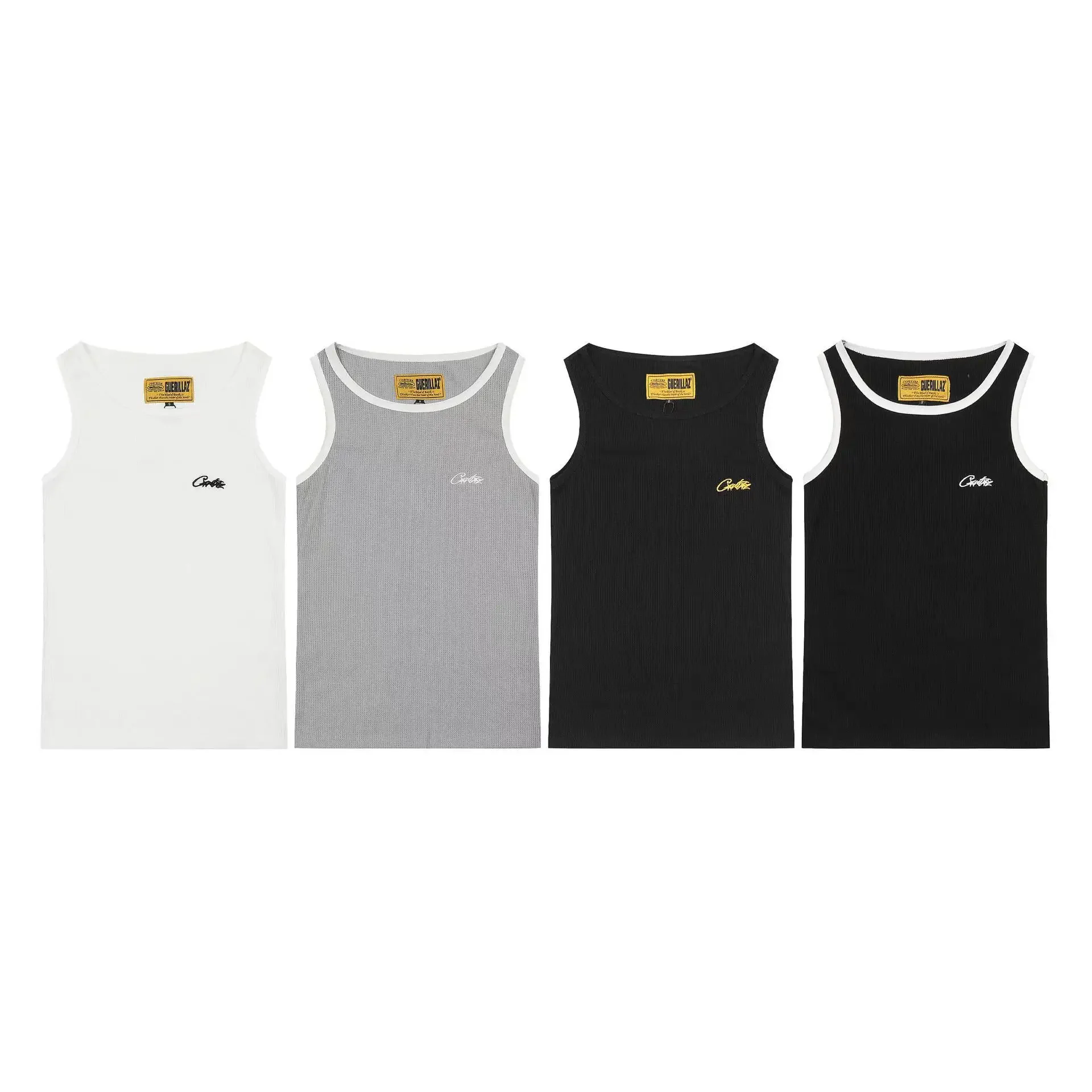 النمط الكلاسيكي للرجال تانك الأعلى جولة الرقبة قصيرة الأكمام عارضة تي شيرت الصيف جديد فضفاض صالح سترة العلامة التجارية جزيرة العصرية