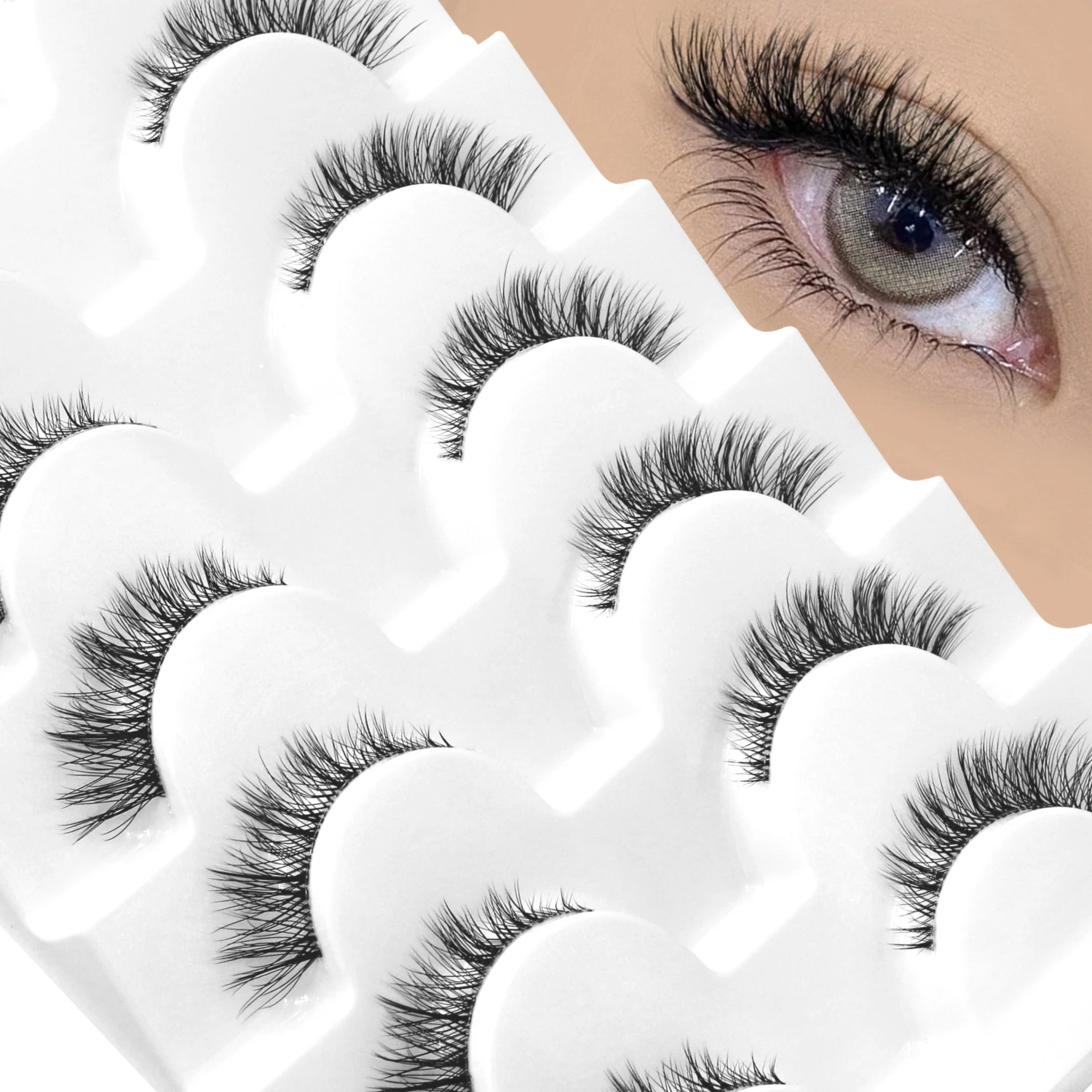 Veltrinay cils de renard cils vaporeux aspect naturel cils à bande claire moelleux Faux cils de vison bande faux cils naturels