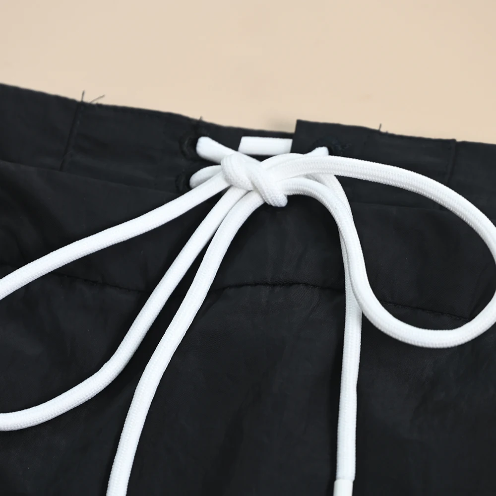 Ele Embroidered Letter Belted l Waist Split f Skirt for Women Sli Commute A-Line Loose Fit Mid-Length Pure C...