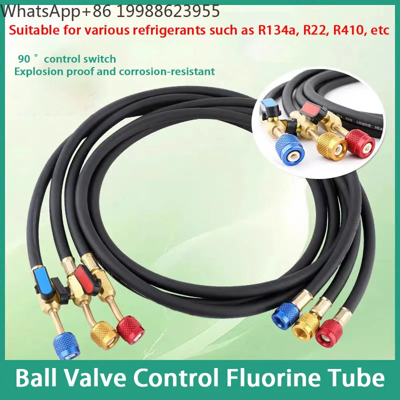 Tube de remplissage de réfrigérant pour climatiseur avec vanne à boisseau sphérique, type neige, pour réfrigérants R410, R22, R32, R134