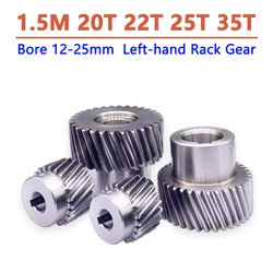 1pc 20 22 25 35 Teeth 1.5M Left-hand Helical Gear 19°31′42″ High Precision 1.5 Module Rack Gear Bore 12 14 16 19-25mm 45# Steel