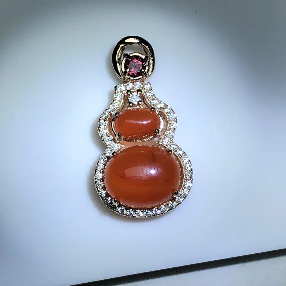 

MELE Natural red agate pendant , sterling silver 925, oval 7mm*9mm, pretty pendant fine jewelry, for ladies present