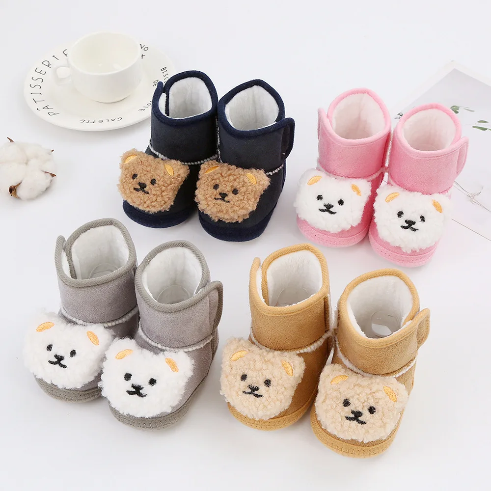 

0-18M Baby Shoes Boy Girl Booties Winter Warm Cartoon Animal Toddler Prewalkers Cotton Soft Anti-slip Infant Newborn Crib Shoes