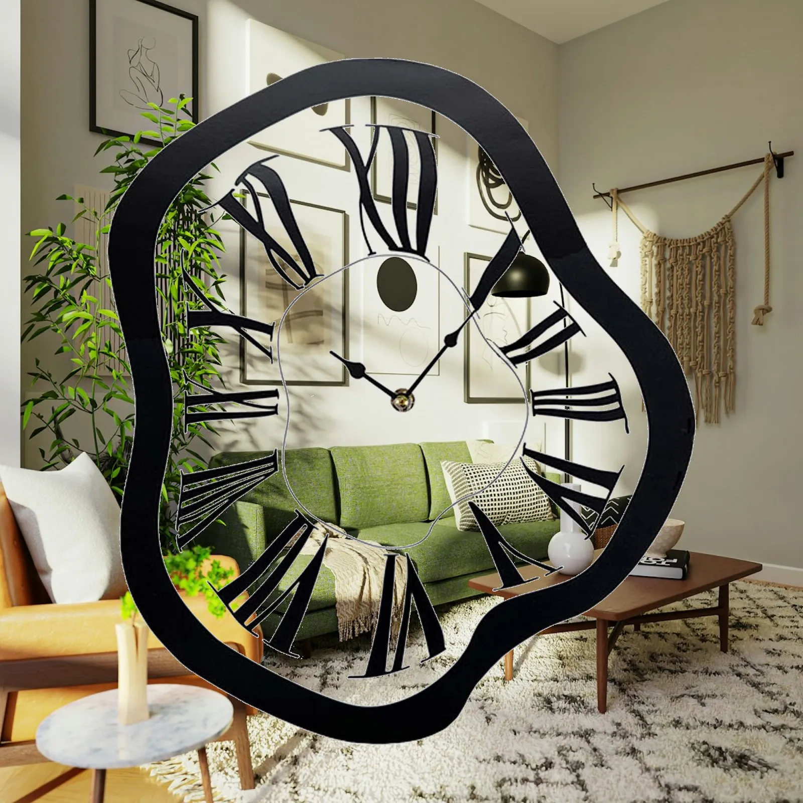 Interior Wall Clock Wall Mount Distorted Wall Clock for Desk Bedroom Office