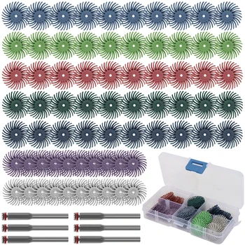 76pcs 방사형 강모 디스크 키트 연마 브러시 1/8 