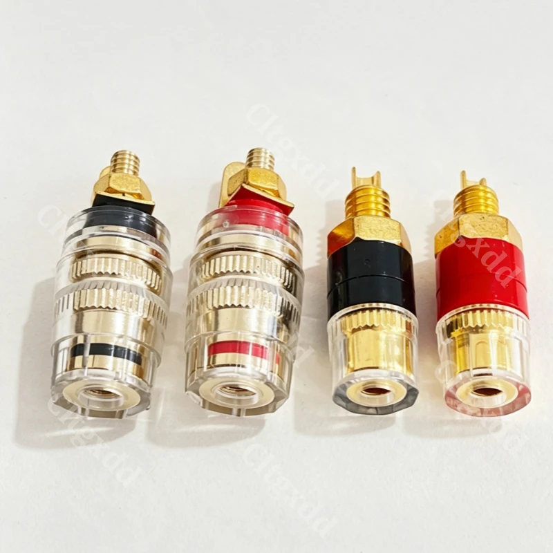 Cltgxdd 2 Stück Messingklemmen für 4-mm-Bananenstecker, CD-Audio-Lautsprecher, Anschlusskabel, Verstärker, Gewinde 31 mm/33 mm – Detail 3