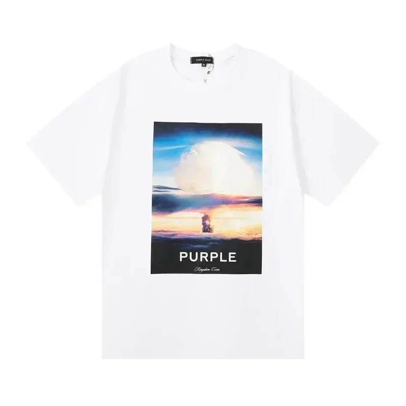 Men Women T-Shirt PURPLE Shirt High Street Men's T Shirts 2024ss White Black T-shirt Box Printing Top Short Sleeve Summer Tee