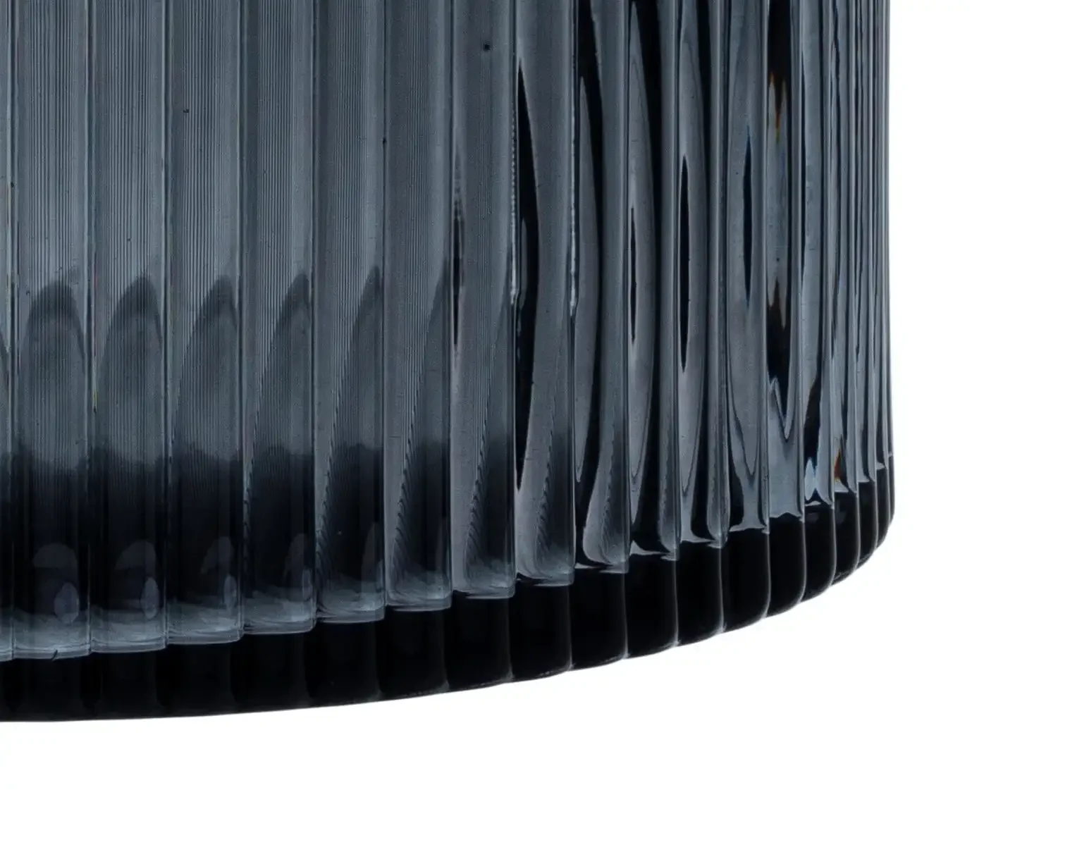 5" Decorative Smoke Glass Ribbed Pillar Candle Hurricane, Medium