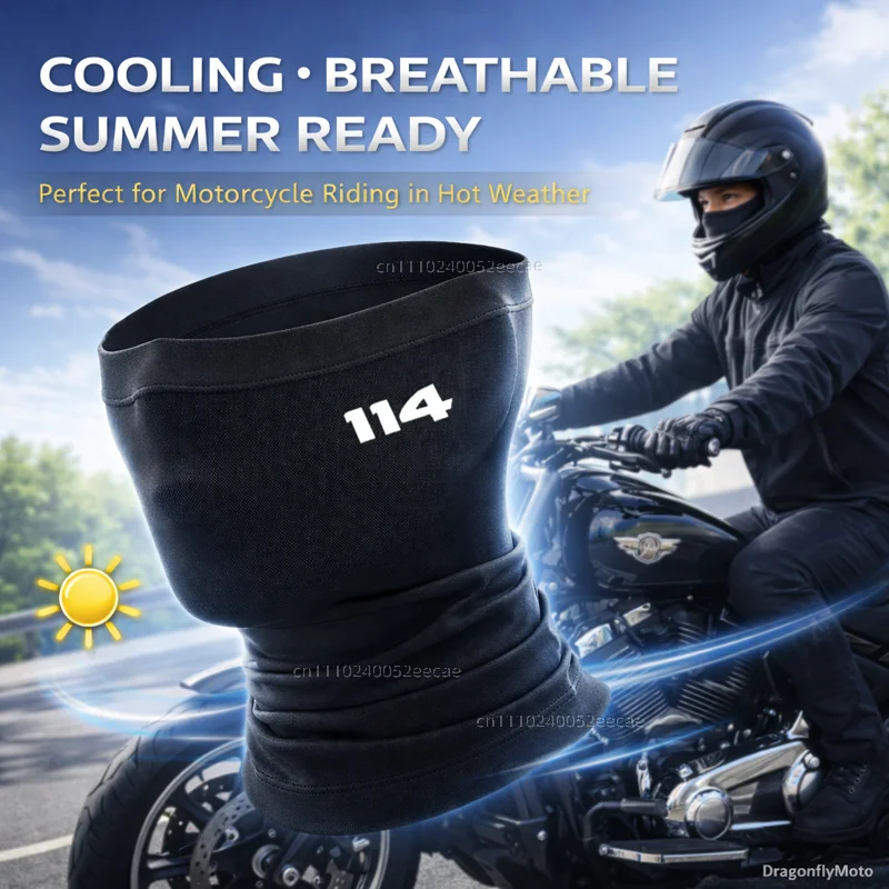 

For Harley Softail Fat Boy 114 FLFB FLFBS Street Bob 2018-2025 2024 Custom Logo Motorcycle Mask Summer Breathable Neck Scarf UV
