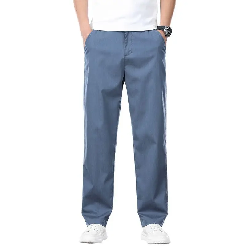 남성용 고급 텐셀 얇은 캐주얼 팬츠, 2025 여름 라이오셀 스트레이트 드레이프 팬츠, 통기성 좋은 와이드 팬츠