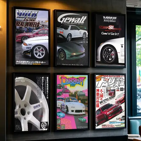 Poster per auto retrò anni '80 Carta estetica minimalista Stampa su tela per soggiorno Decorazioni per la casa moderne