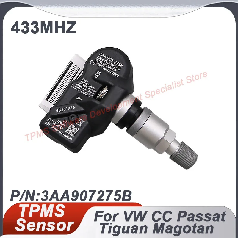 

1/4PCS 433MHZ 3AA907275B TPMS Tire Pressure Sensor For Volkswagen CC Tiguan 2012-2017 Passat 2010-2014