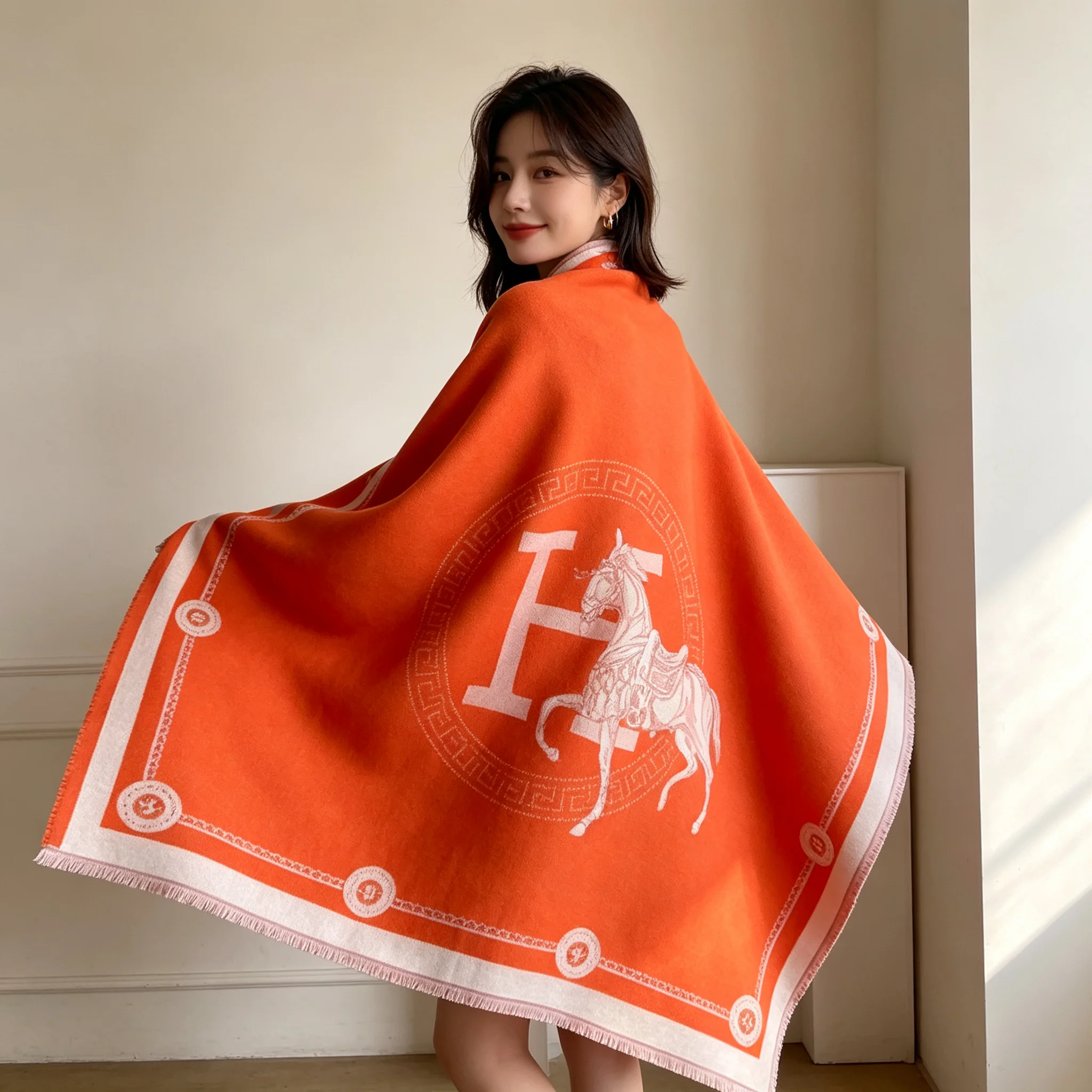 Luxury Winter Cashmere Scarf Women 2026 Design Warm Pashmina Blanket Poncho Scarves Female Carriage Shawl Thick Foulard Bufanda
