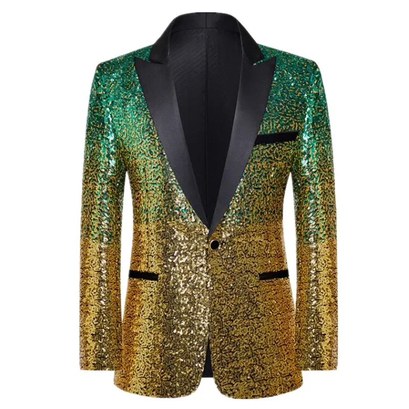 2024 New Men Business Wedding Banquet Luxury Sequin Suit Jacket Singer Stage Performance Dress Coats Slim Fit Blazers