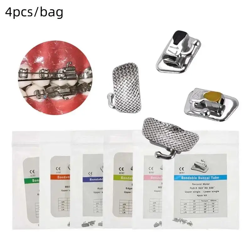 

"4Pcs Orthodontic Dental Buccal Tube Bondable Roth/MBT/Edgewise 0.022 1st/2nd Dentistry Materials