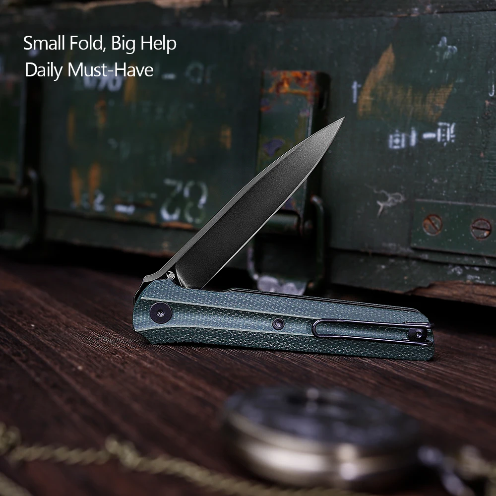 

TRIVISA Seagu11 Pocket Folding Knife for Men Sandvik14C28N Steel Blade Micarta G10 Handle Hunting Outdoor Camping Hiking Fishing