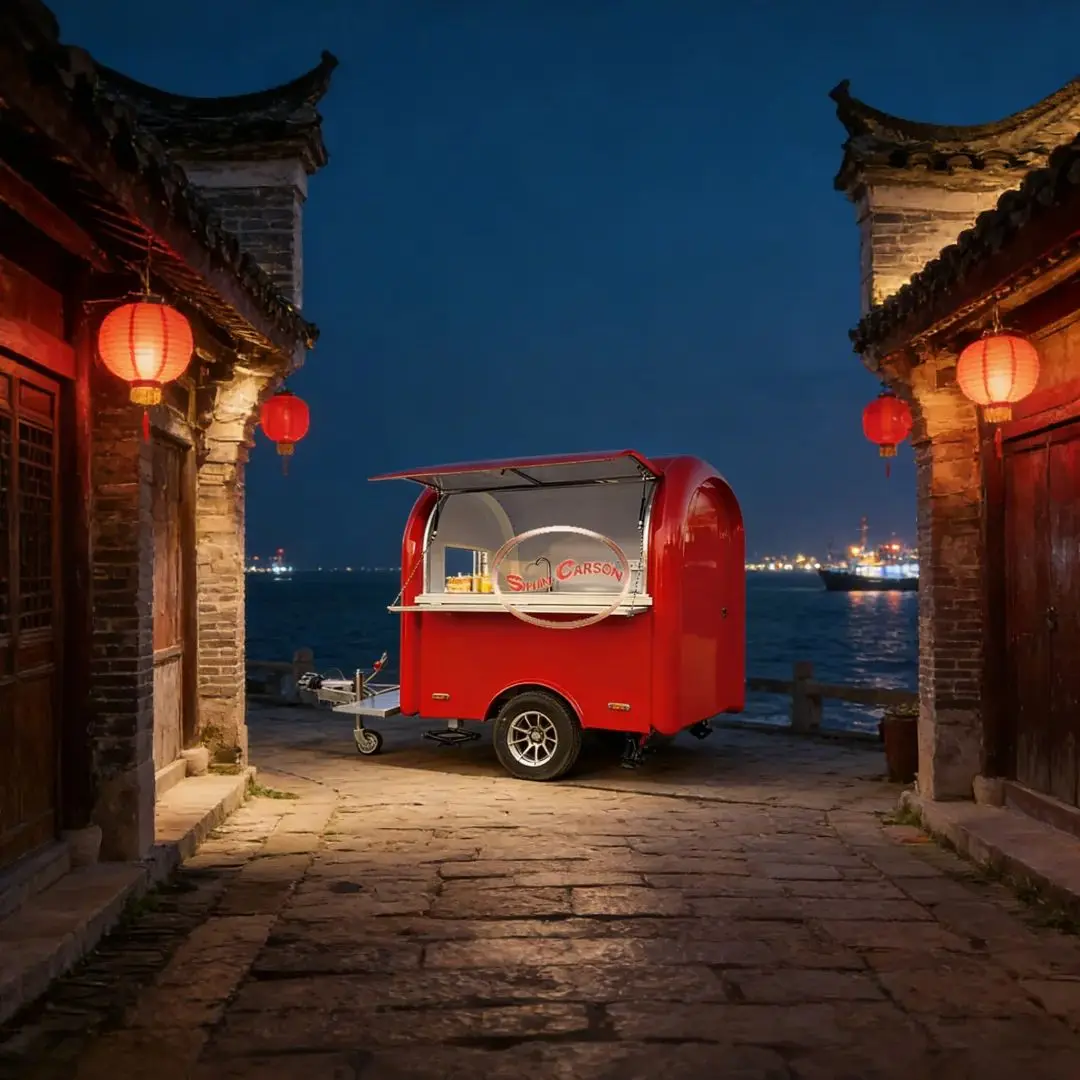 

Red Portable Food Trailer Commercial Street Food Cart Catering Vending Vehicle for Business