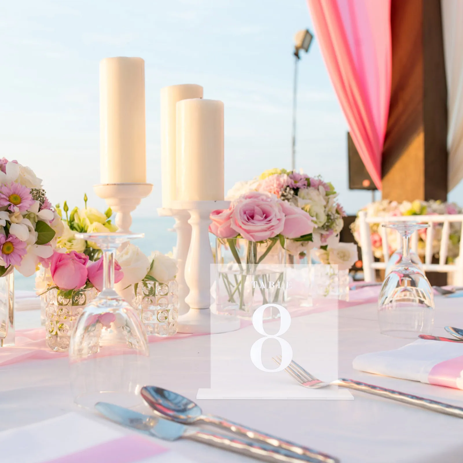 

6 Pcs Acrylic Table Signs Blank Square Seating Cards 2mm Clear Wedding Decor DIY Reusable Event Labels Numbers Banquet