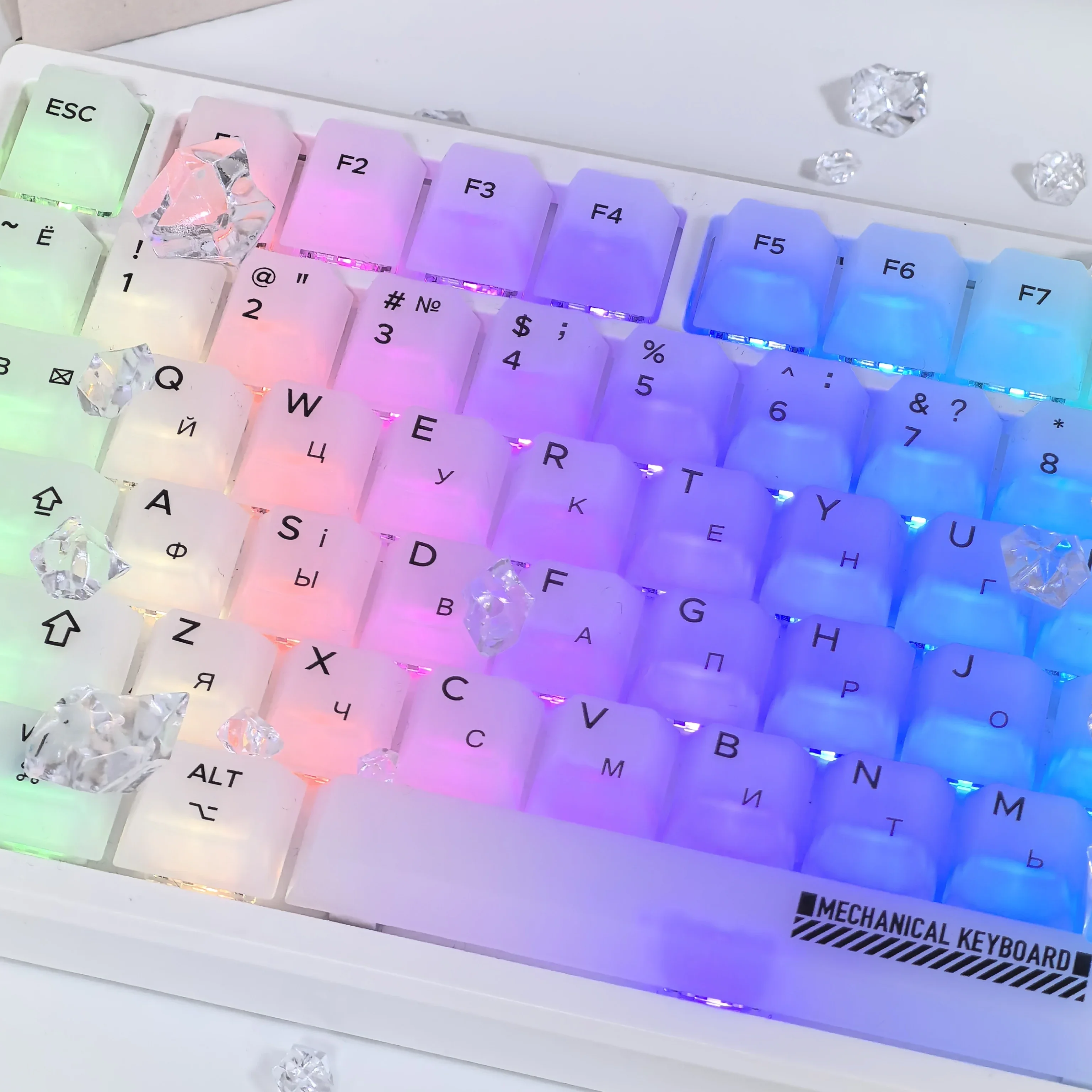 Russian/Korean/English Keycap Milky White Frosted Fog Transparent Matte ABS Cherry Profile Key Cap for Mechanical Keyboard