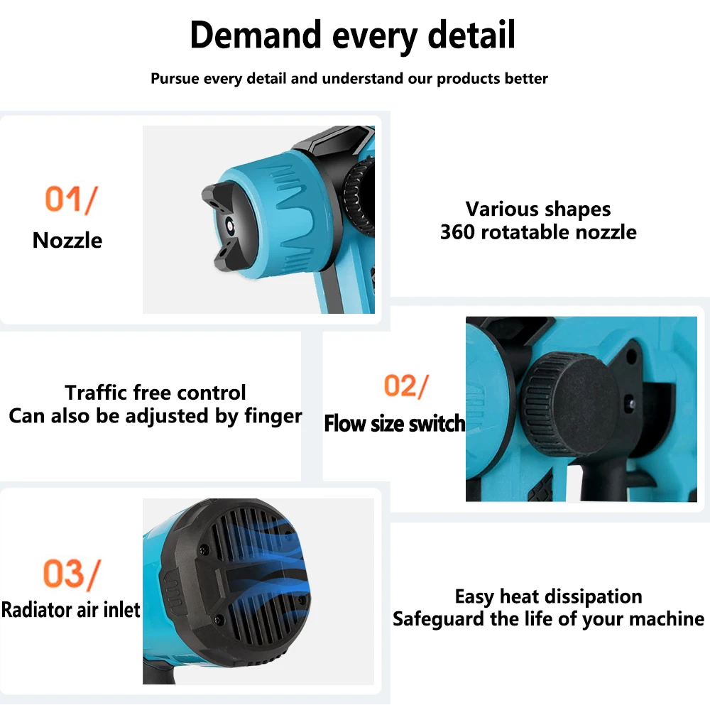 800ML Elektrische Spritzpistole Tragbare Cordless Farbspritzgerät HVLP Auto Möbel Stahl Beschichtung Airbrush Für Makita 18V Batterie