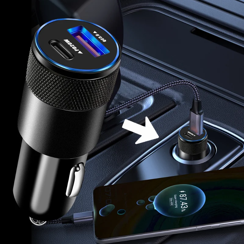 Car Phone Charger (Type-c+USB3.1A) Dual Output Wireless Car Charger Input Voltage DC12-24V Applicable Models 12V-15V Models