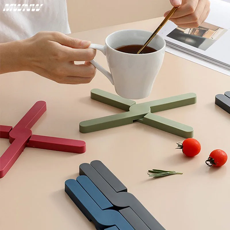 New X Foldable Rubber Tableware Insulation Mat Coaster Cup Mats Pad Heat-insulated Bowl Placemat Home Decor Desktop Eco-friendly