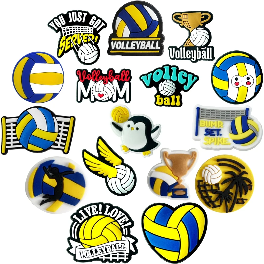 16Pcs Volleyball Shoe Accessories - Sport-Themed Shoe Decoration, Backpacks, Wristbands & Accessories