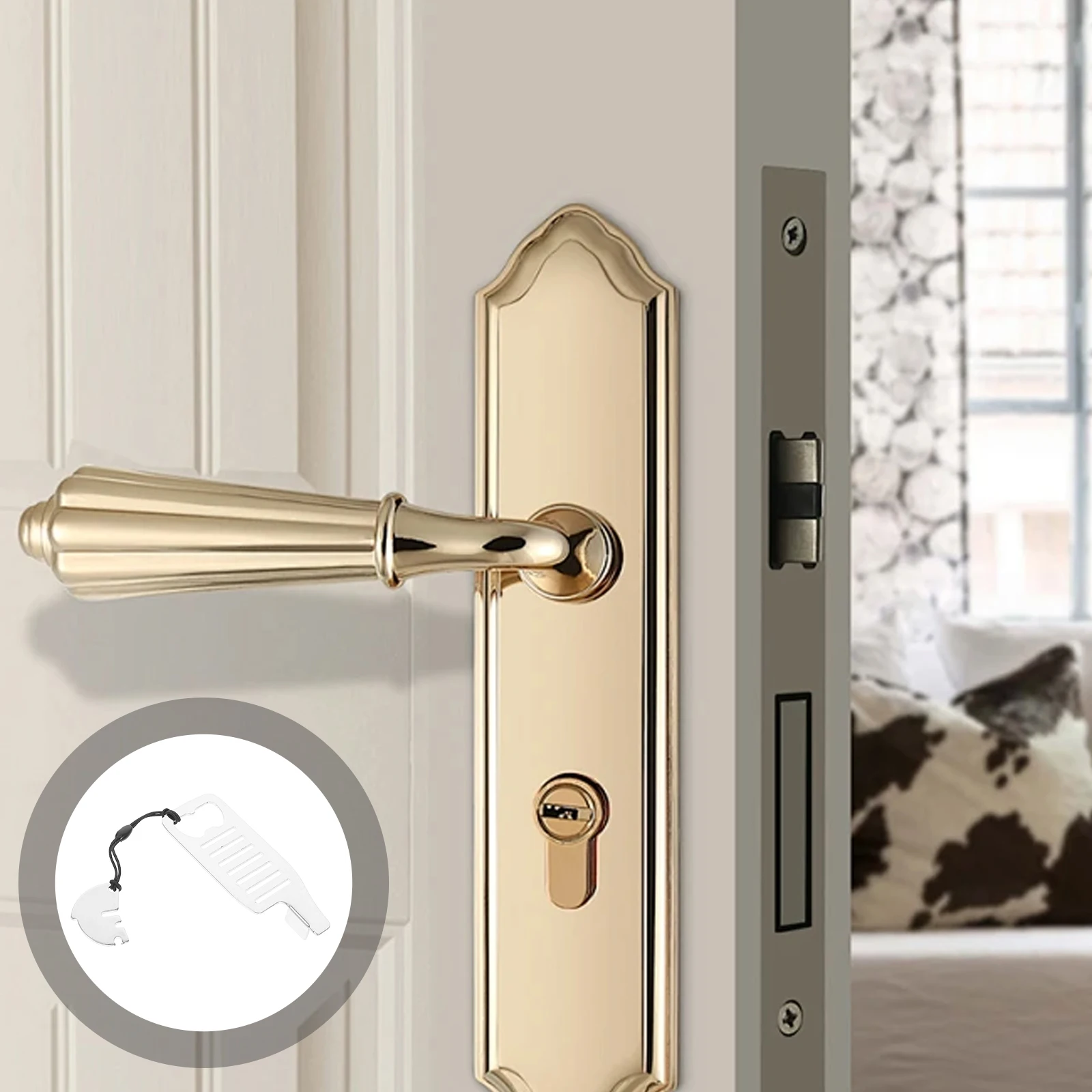 

Stainless Steel For Hotel Room Safe Travel Door Latch Bolt Lock Door Gate Lock Hasp For Dorm Apartment Bedroom